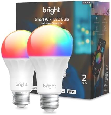 Smart Light Bulbs, 1100 Lumen, 90+CRI WiFi Mesh & Bluetooth Color Changing A19 Light Bulb, 16 Million DIY Colors RGB Light Bulbs, Work with Alexa, Google Assistant Home App, 2 Pack