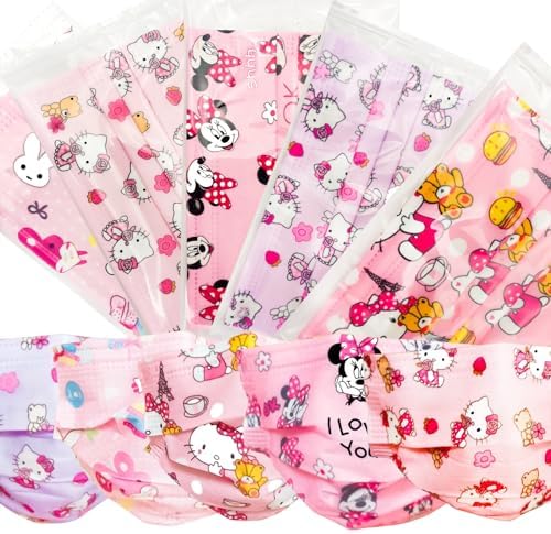 Individually Wrapped Kids Disposable Face Mask,50 Pcs Children,Youth Masks,3 Ply Kawaii Unisex Mascarillas Para NiñOs