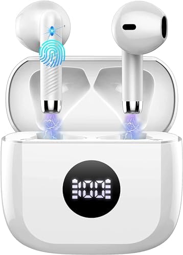 Wireless Earbuds, Bluetooth 5.4 Ear Buds LED Power Display Headphones Bass Stereo, Bluetooth Earbuds in-Ear Noise Cancelling Mic, 40H Playback Mini Case IP7 Waterproof Sports Earphones for Android iOS