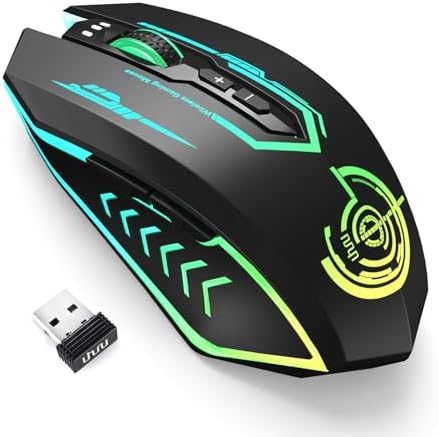 UHURU Wireless Gaming Mouse Up to 12000 DPI, Rechargeable USB-C Wireless Mouse with 7 Buttons 7 Dynamic LED Color Ergonomic Programmable MMO RPG for PC Laptop, Compatible with Windows Mac